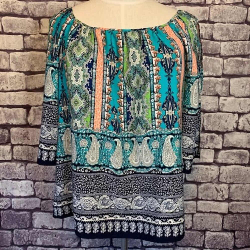 Moa Moa Multicolored 3/4 Sleeve Top